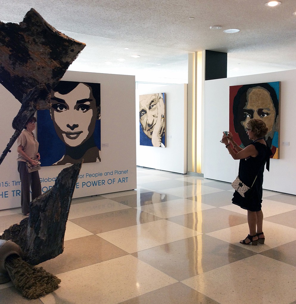 Visitors at The Transformative Power of Art exhibition at the United Nations Headquarters